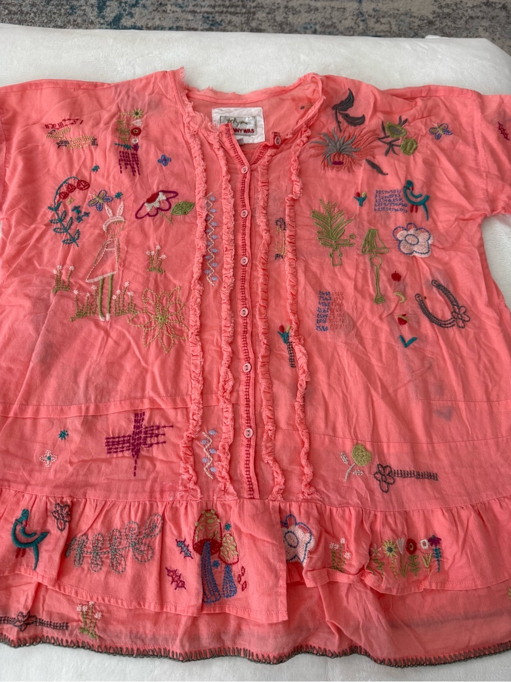 Johnny Was Mayeda Blouse in shell pink Size Large D83